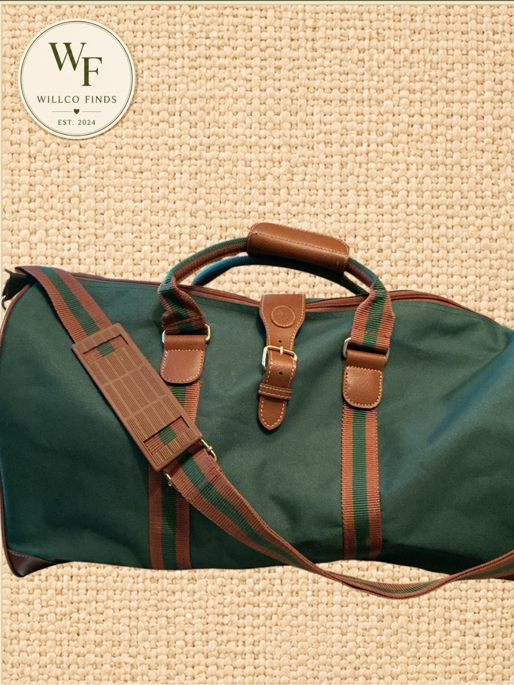 Vintage Ralph Lauren Fragrances Green Canvas Weekender Duffle Travel Bag